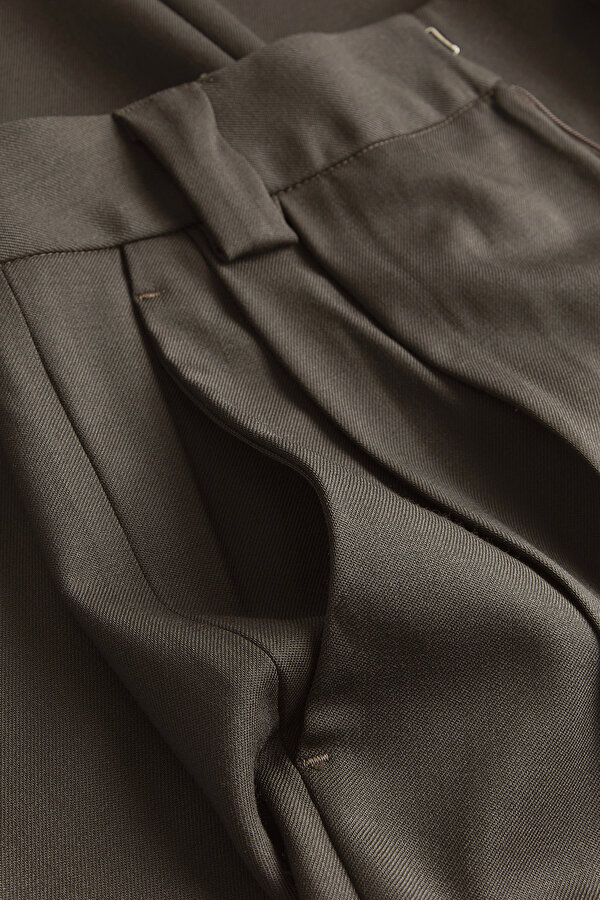 BROWN STRAIGHT CUT WOOL TROUSERS 7