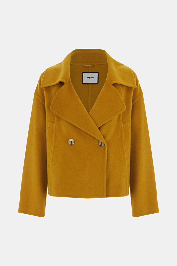 MUSTARD WOOL SHORT REEFER JACKET