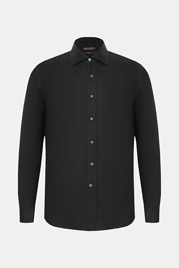COMFORT BLACK HERRINGBONE SHIRT
