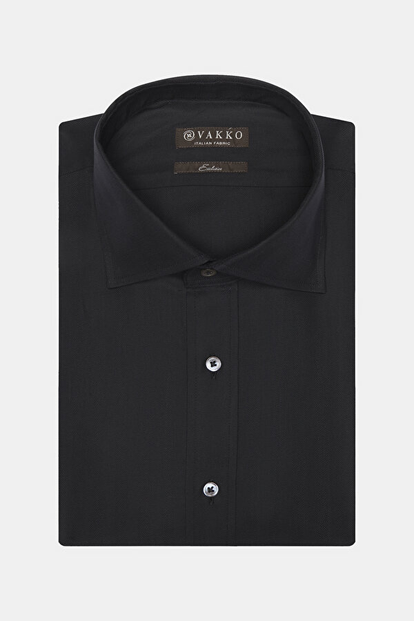 COMFORT BLACK HERRINGBONE SHIRT 2