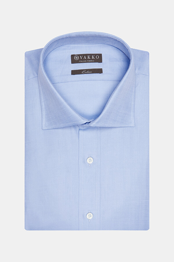 COMFORT BLUE HERRINGBONE SHIRT 2