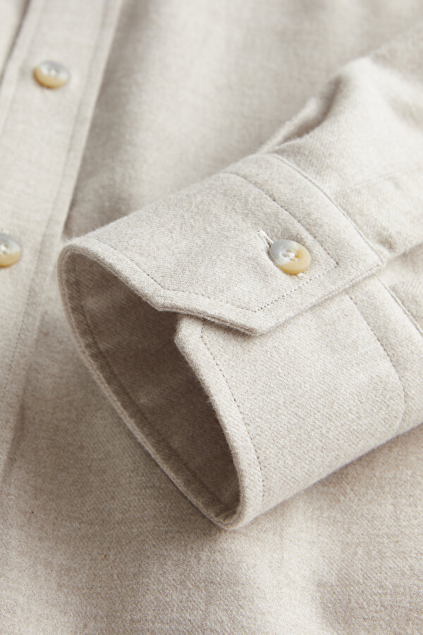 COMFORT BEIGE PLAIN FLANNEL SHIRT 7