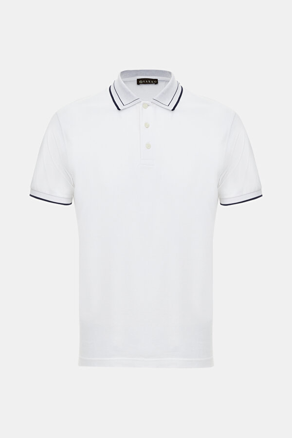 WHITE POLO NECK SHORT SLEEVE TSHIRT