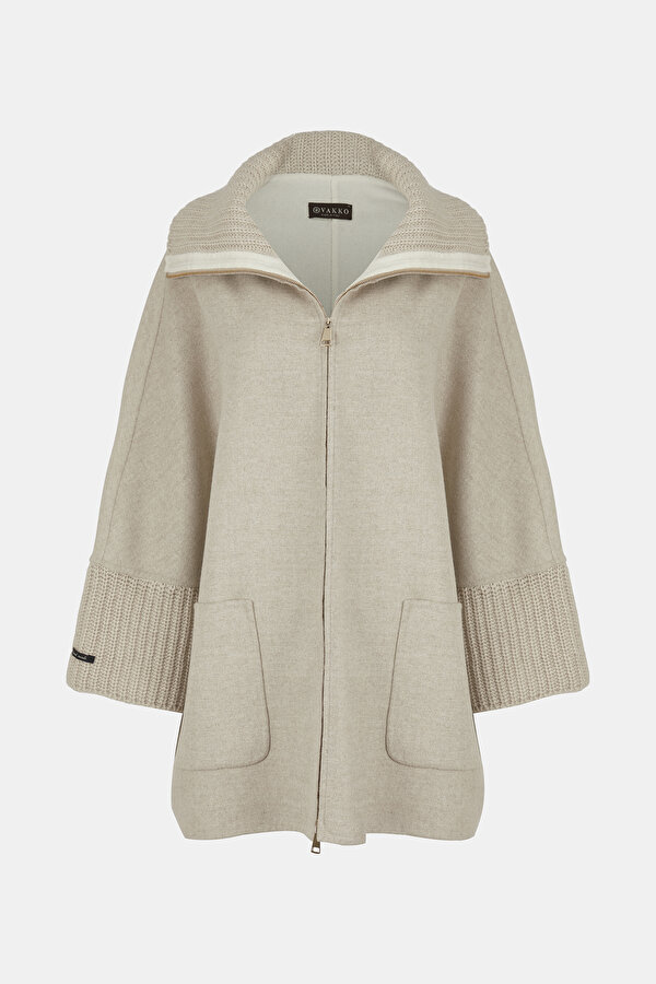 BEIGE WOOL/CASHMERE SHORT REEFER JACKET