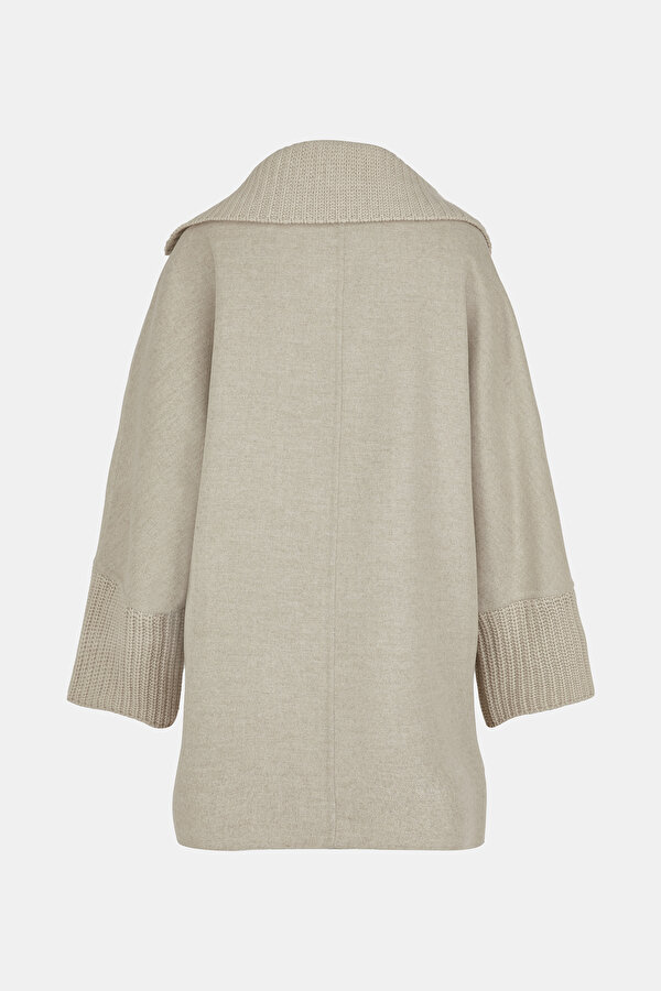 BEIGE WOOL/CASHMERE SHORT REEFER JACKET 2