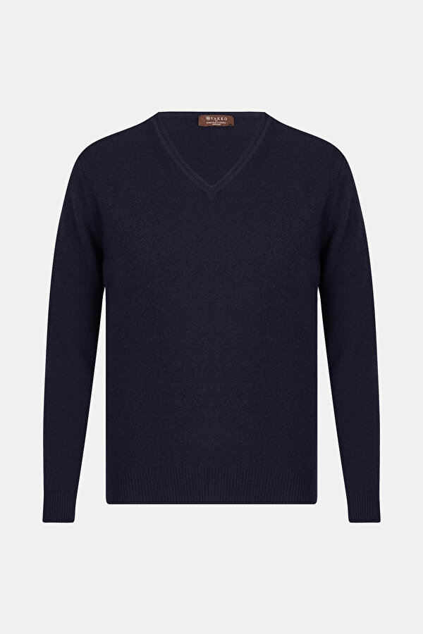 NAVY BLUE WOOL/CASHMERE TRICOT JERSEY