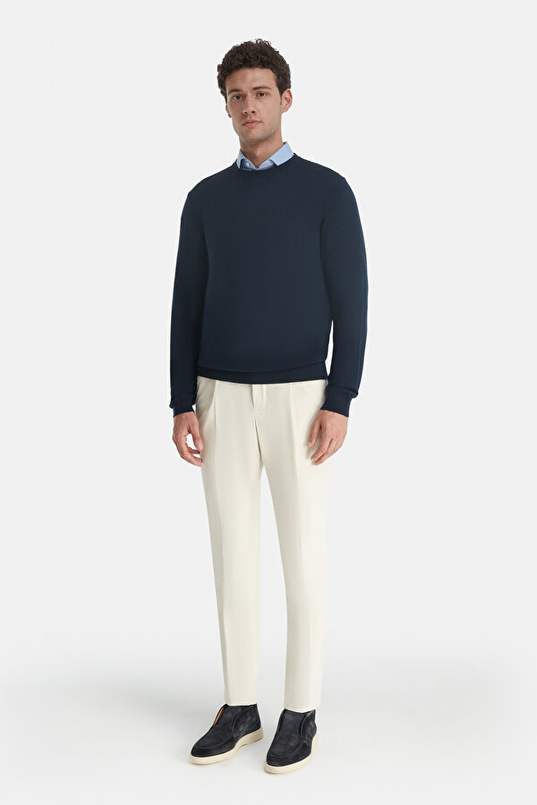 NAVY BLUE WOOL TRICOT JERSEY