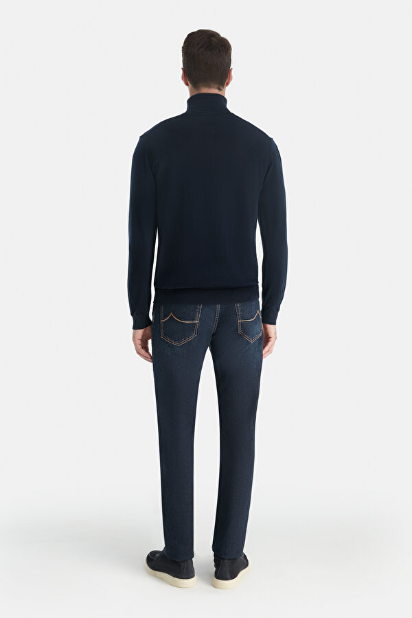 NAVY BLUE WOOL TRICOT JERSEY 2