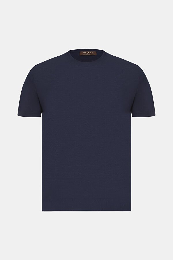 NAVY BLUE WOOL/SILK TRICOT JERSEY