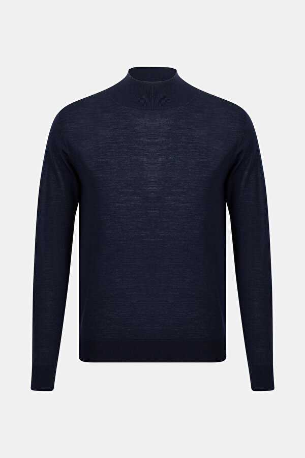 NAVY BLUE WOOL/SILK TRICOT JERSEY