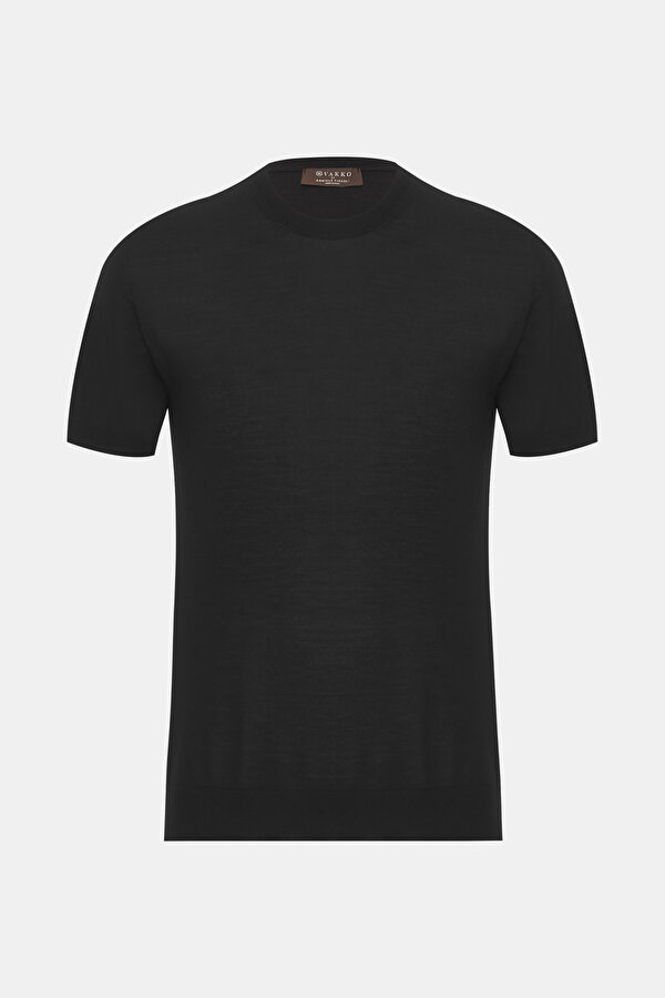 BLACK WOOL/SILK TRICOT JERSEY