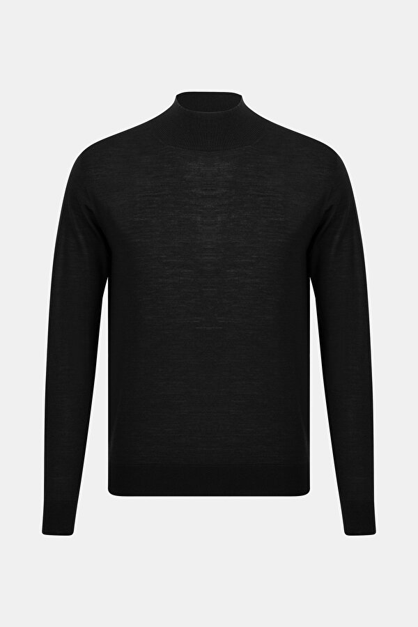 BLACK WOOL/SILK TRICOT JERSEY