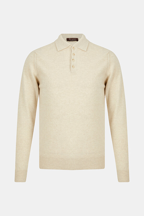 BEIGE WOOL/CASHMERE TRICOT JERSEY