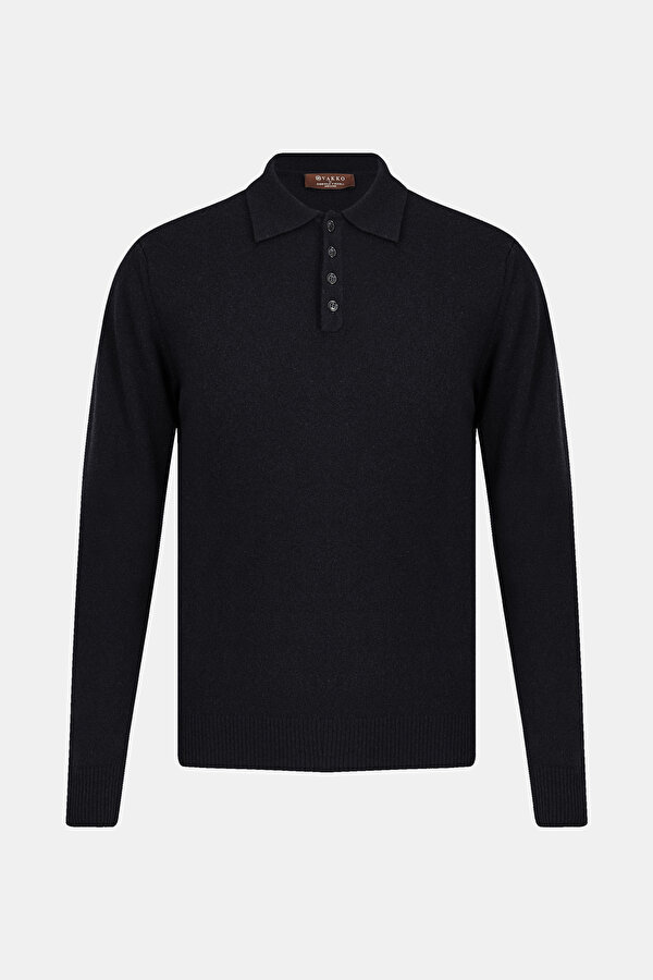 BLACK WOOL/CASHMERE TRICOT JERSEY