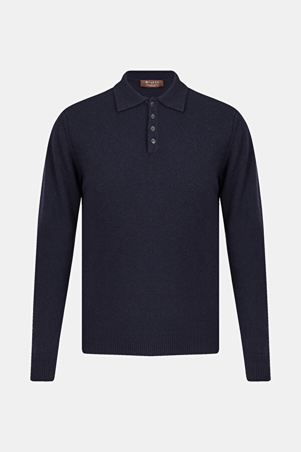 NAVY BLUE WOOL/CASHMERE TRICOT JERSEY
