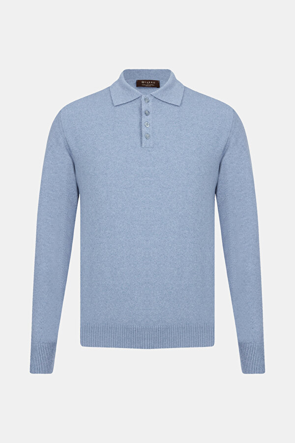 BLUE WOOL/CASHMERE TRICOT JERSEY