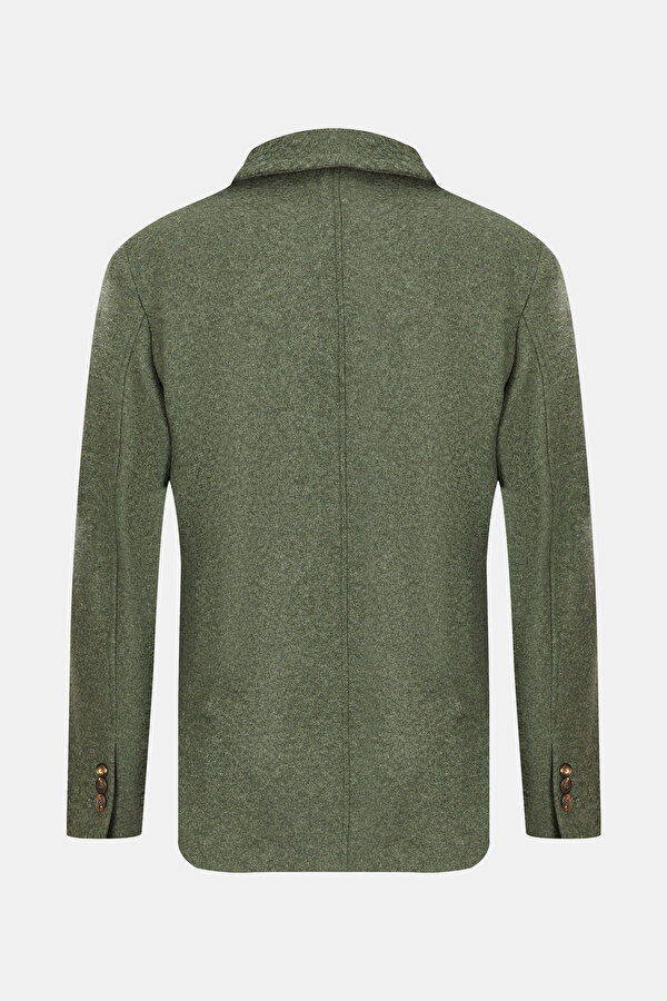 LIGHT GREEN BUTTONED WOOL/POLYAMIDE JACKET 2