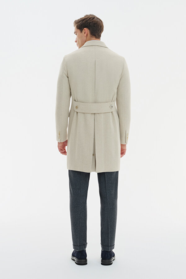 BEIGE HERRINGBONE ALPACA WOOL TOPCOAT 2