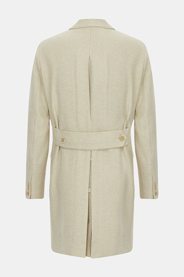 BEIGE HERRINGBONE ALPACA WOOL TOPCOAT 6