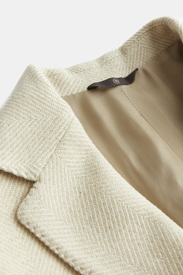 BEIGE HERRINGBONE ALPACA WOOL TOPCOAT 7
