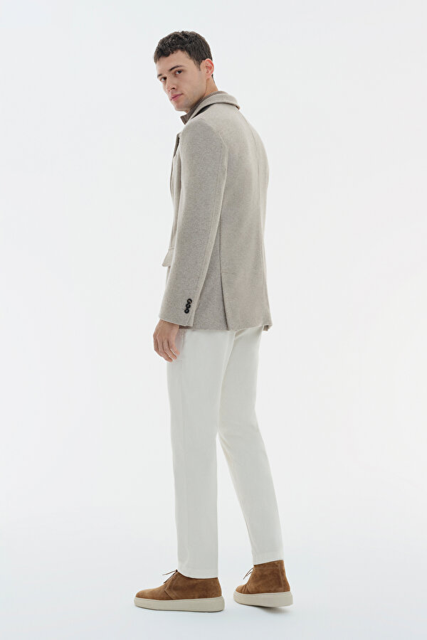 BEIGE BUTTONED WOOL/POLYAMIDE JACKET 2