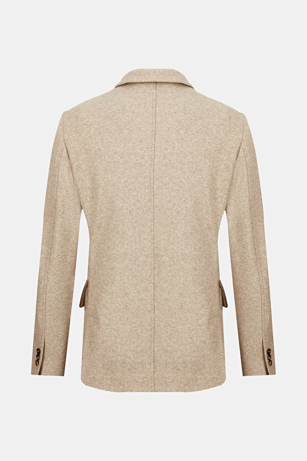 BEIGE BUTTONED WOOL/POLYAMIDE JACKET 7