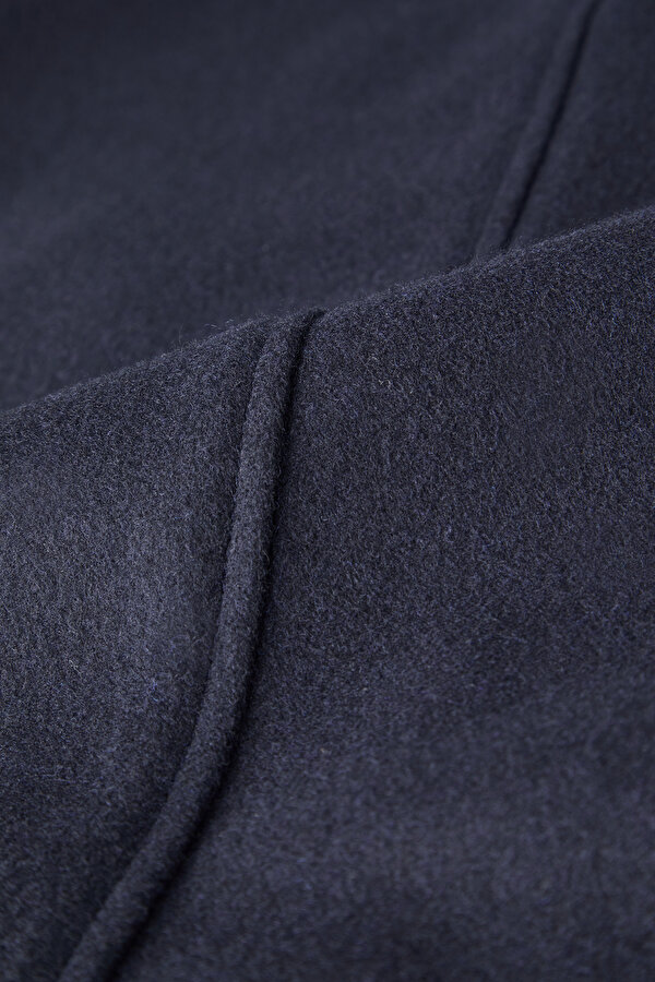 NAVY BLUE BUTTONED WOOL/POLYAMIDE JACKET 6