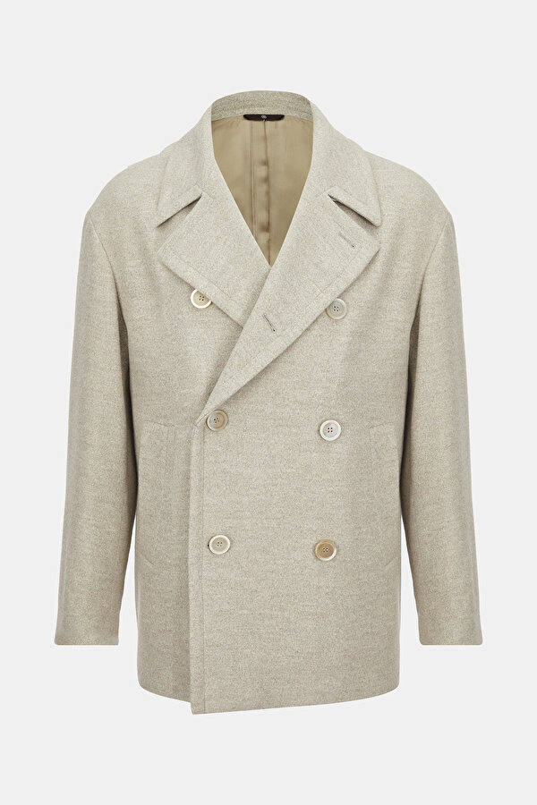 BEIGE WOOL/SILK COAT