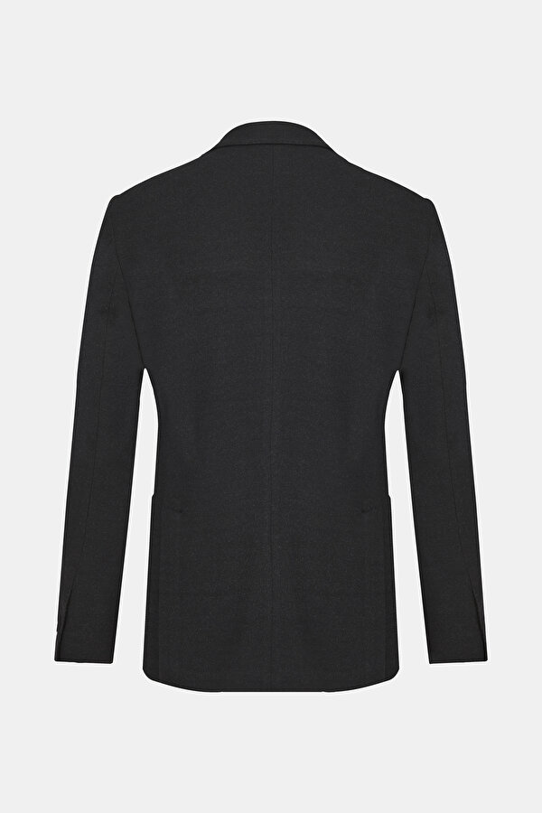 BLACK BUTTONED WOOL/POLYAMIDE JACKET 2