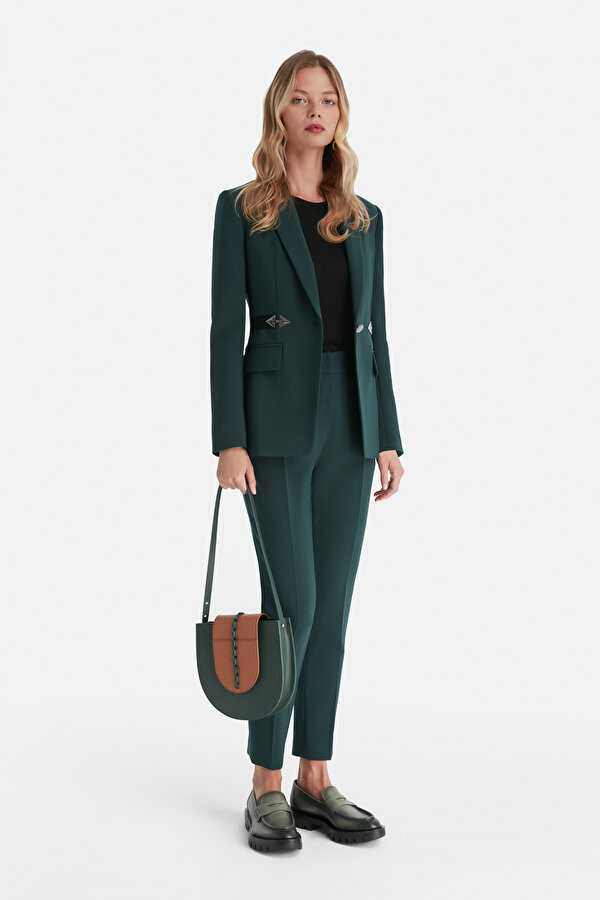 OIL GREEN SKINNY LEG TROUSERS