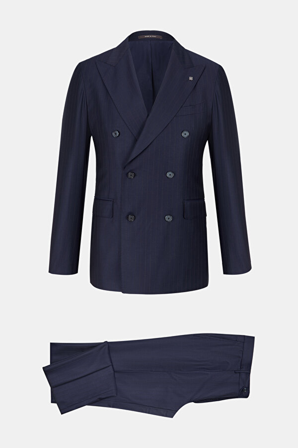 NAVY BLUE SURPLICE NECKLINE (CROSS-OVER NECKLINE) WOOL/CASHMERE SUIT