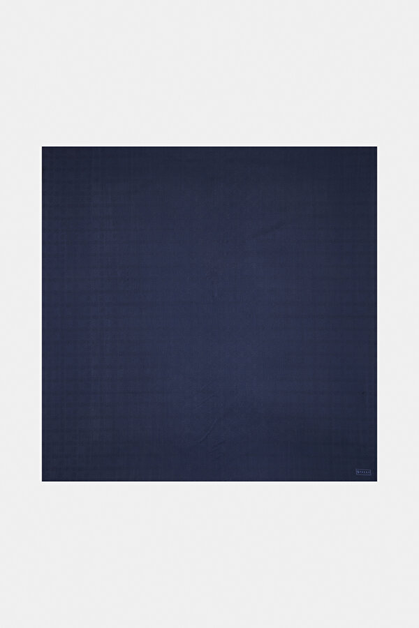 NAVY BLUE COTTON/SILK SCARF
