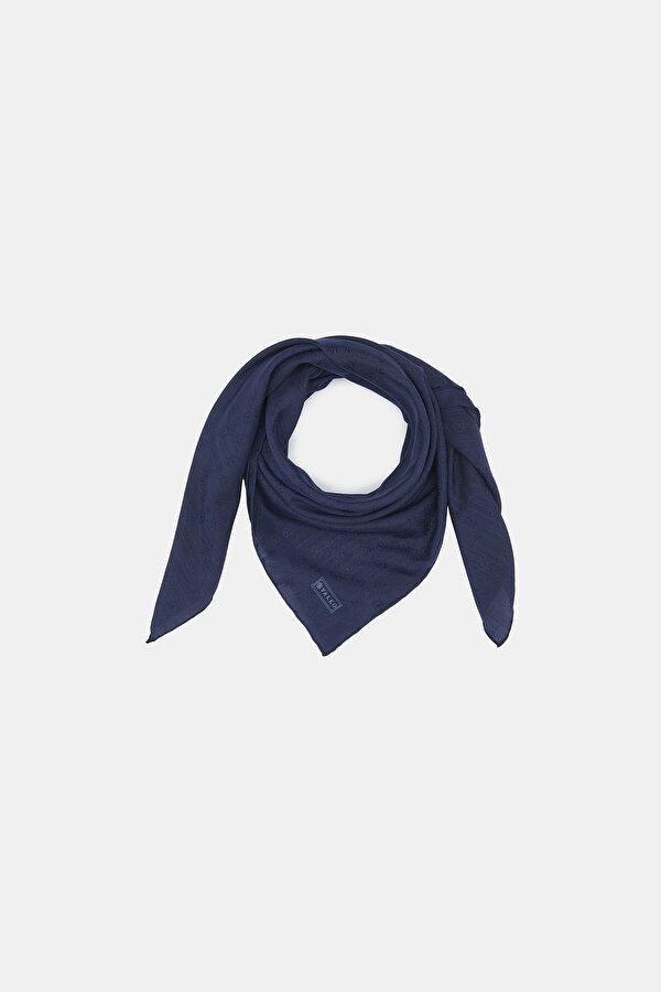 NAVY BLUE COTTON/SILK SCARF 2