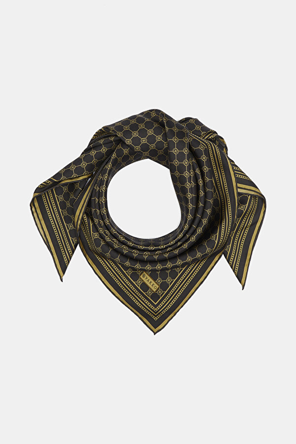 CAMEL MONOGRAM TWILL SCARF 2
