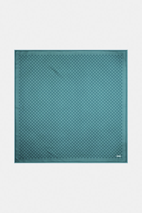 EMERALD GREEN MONOGRAM TWILL SCARF
