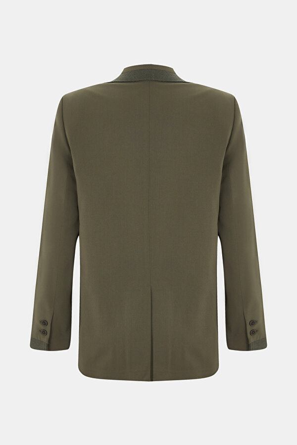 KHAKI SURPLICE NECKLINE (CROSS-OVER NECKLINE) JACKET 2