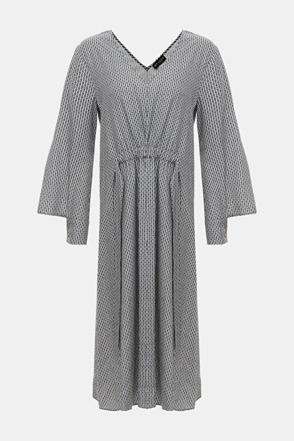 MULTICOLOR LONG SLEEVE MİDİ DRESS