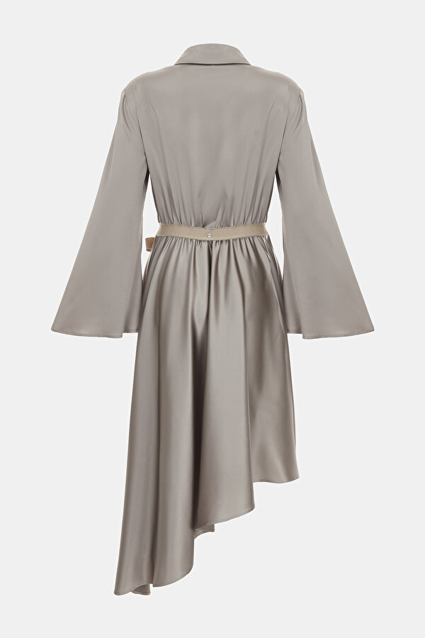 GREY LONG SLEEVE MİDİ DRESS 6