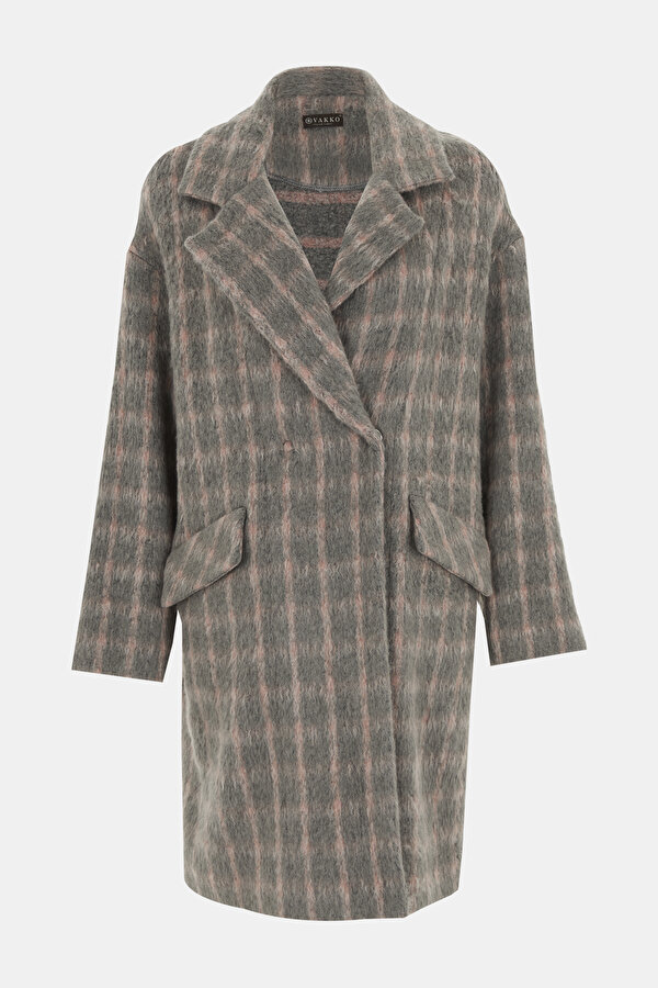 PINK SMALL BOXES DESIGN OVERCOAT