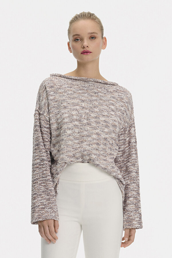 GREY BOAT NECK JERSEY
