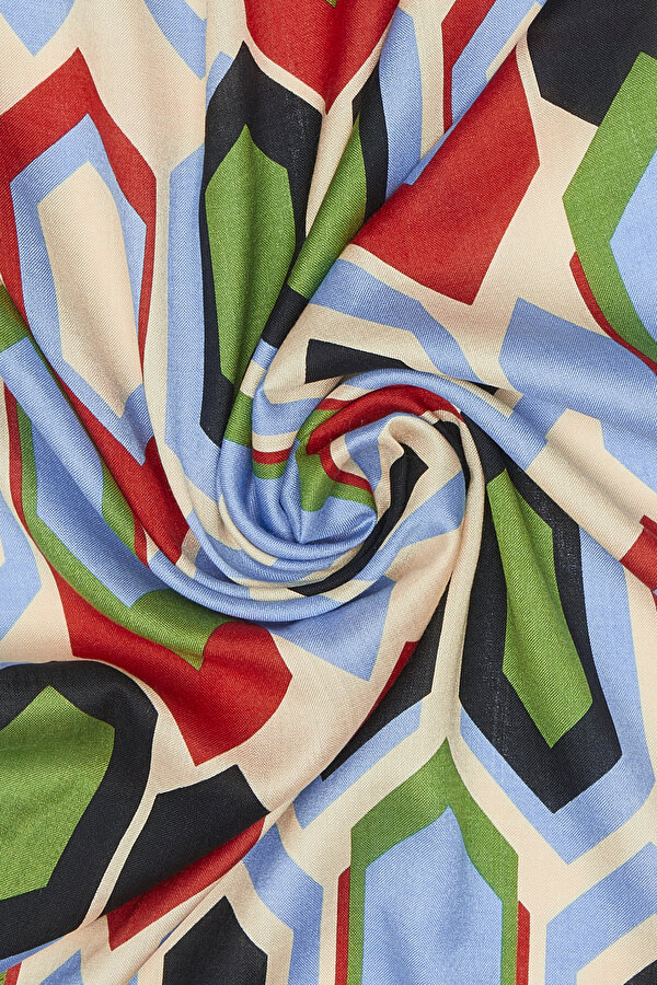 BLACK GEOMETRIC DESIGN VOILE SILK SHAWL 2