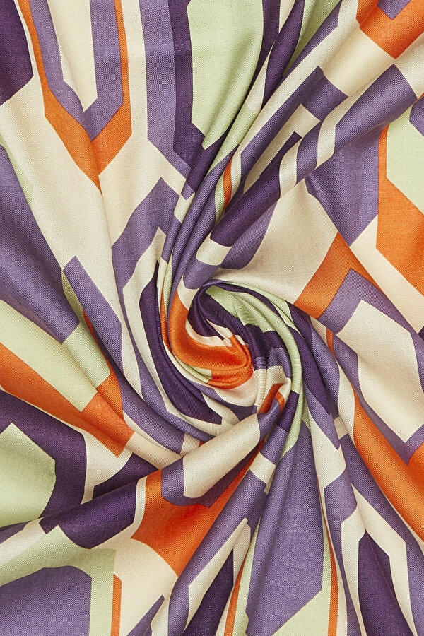 DARK YELLOW GEOMETRIC DESIGN VOILE SILK SHAWL 2