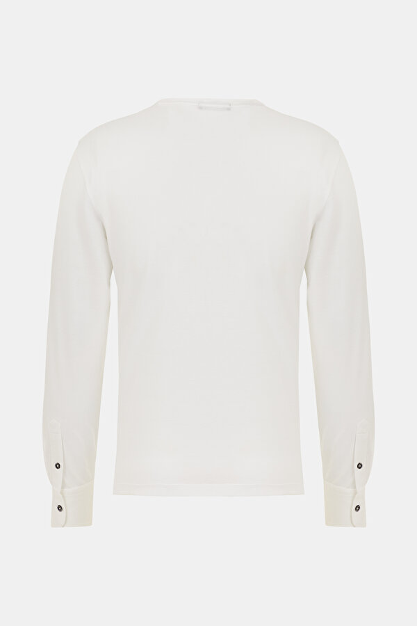 BEYAZ O YAKA UZUN KOLLU T-SHIRT 2