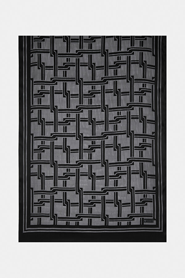 BLACK SATIN STRIPED SILK FABRICS SHAWL