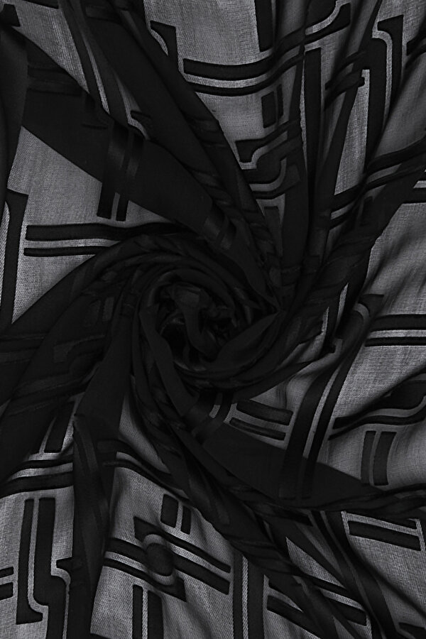 BLACK SATIN STRIPED SILK FABRICS SHAWL 2