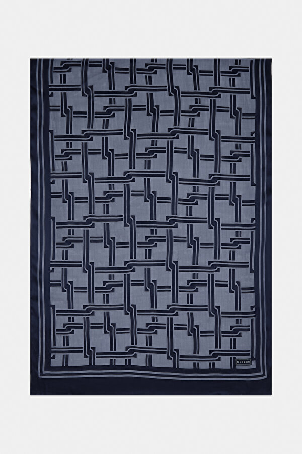 NAVY BLUE SATIN STRIPED SILK FABRICS SHAWL