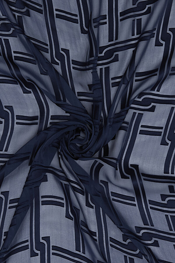 NAVY BLUE SATIN STRIPED SILK FABRICS SHAWL 2