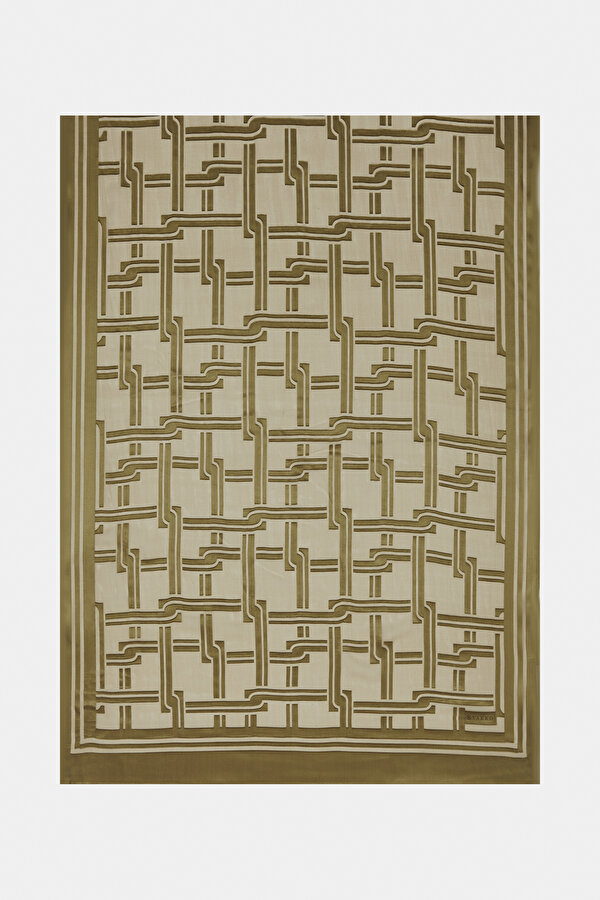SAND SATIN STRIPED SILK FABRICS SHAWL