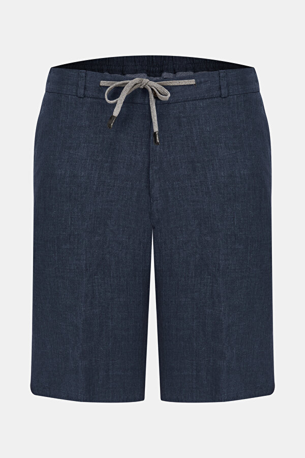 NAVY BLUE LINEN BERMUDA