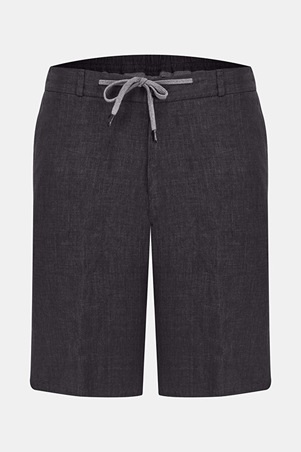 BLACK LINEN BERMUDA